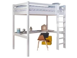Lit Mezzanine Avec Bureau Orphée Blanc 90x190 Cm