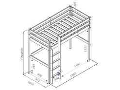 Lit Mezzanine Aaron Lin 90x190 Cm -Magasin de lits lit 13076857