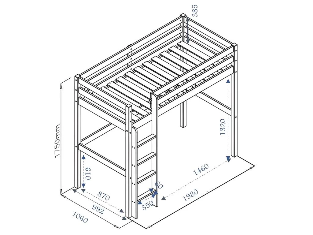 Pack Lit Mezzanine Avec Matelas Aaron Blanc 90x190 Cm 3 Pack Lit Mezzanine Avec Matelas Aaron Blanc 90x190 Cm – Image 3