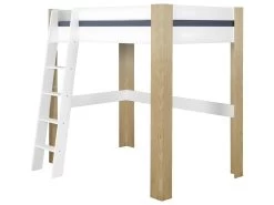 Lit Mezzanine 2 Places Ali Blanc Et Bois 140x190 Cm