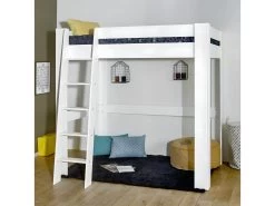 Pack Lit Mezzanine 2 Places Avec Matelas Ali Bois Naturel 140x190 Cm -Magasin de lits lit 13077333