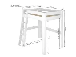 Pack Lit Mezzanine 2 Places Avec Matelas Ali Bois Naturel 140x190 Cm -Magasin de lits lit 13077335