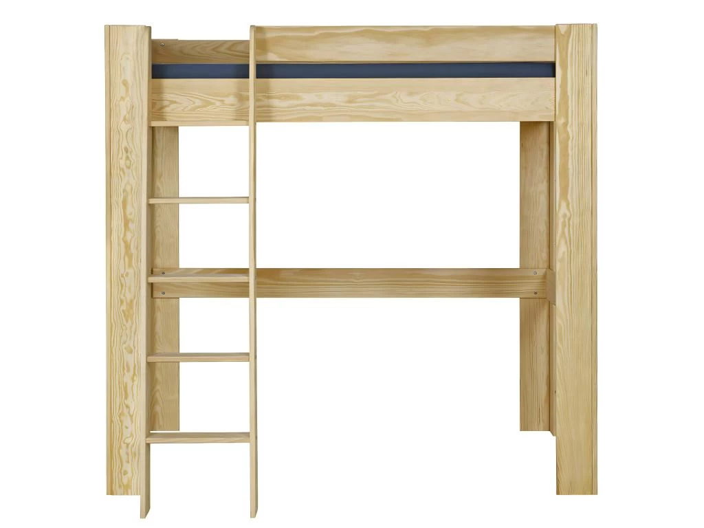 Lit Mezzanine 2 Places Ali Bois Naturel 140x190 Cm 2 Lit Mezzanine 2 Places Ali Bois Naturel 140x190 Cm – Image 2