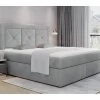 Ensemble Boxspring Complet Tête De Lit + Sommiers + Matelas + Surmatelas IDYLLE - Velours Luxe Gris - 140x200 Cm