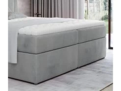 Ensemble Boxspring Complet Tête De Lit + Sommiers + Matelas + Surmatelas IDYLLE - Velours Luxe Gris - 140x200 Cm -Magasin de lits lit 13173745