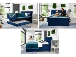 Ensemble Boxspring Complet Tête De Lit + Sommiers + Matelas + Surmatelas MIRO Tissu Luxe Gris - 180x200 Cm -Magasin de lits lit 13173803