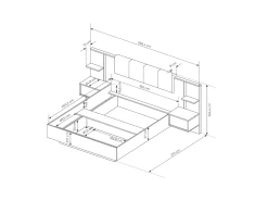 Lit Avec Chevets 160 X 200 Cm - Avec LEDs - Coloris : Beige + Sommier + Matelas - ELYNIA -Magasin de lits lit 13301359