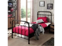 Lit 120x200 Sommier Inclus New York - Noir -Magasin de lits lit 13451899