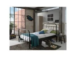 Lit 120x200 Sommier Inclus New York - Noir -Magasin de lits lit 13451901