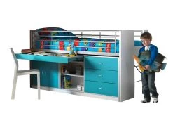 Lit Combiné 95 90x200 Sommier Inclus Bonny - Turquoise -Magasin de lits lit 13466757