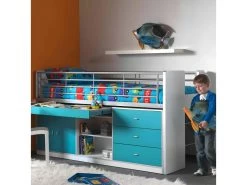 Lit Combiné 95 90x200 Sommier Inclus Bonny - Turquoise -Magasin de lits lit 13466759