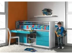 Lit Combiné 95 90x200 Sommier Inclus Bonny - Turquoise -Magasin de lits lit 13466761