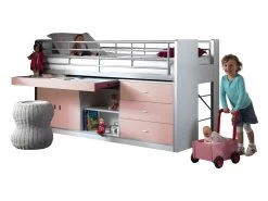 Lit Combiné 95 90x200 Sommier Inclus Bonny - Rose -Magasin de lits lit 13466783