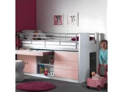 Lit Combiné 95 90x200 Sommier Inclus Bonny - Rose -Magasin de lits lit 13466785