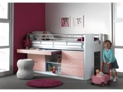 Lit Combiné 95 90x200 Sommier Inclus Bonny - Rose -Magasin de lits lit 13466787