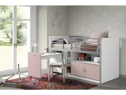 Lit Combiné 91 90x200 Sommier Inclus Bonny - Rose -Magasin de lits lit 13466813
