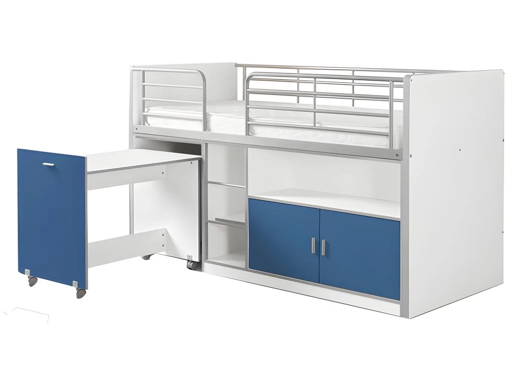 Lit Combiné 91 90x200 Sommier Inclus Bonny - Bleu 1 Lit Combiné 91 90x200 Sommier Inclus Bonny - Bleu