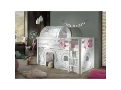 Lit Mi-Hauteur 90x200 Sommier Inclus Et Housse Birdy Pino - Blanc -Magasin de lits lit 13468249