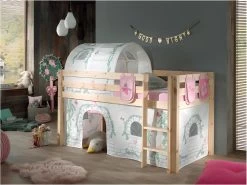 Lit Mi-Hauteur 90x200 Sommier Inclus Et Housse Birdy Pino - Bois