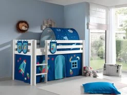 Lit Mi-Hauteur 90x200 Sommier Inclus Et Housse Astro Pino - Blanc