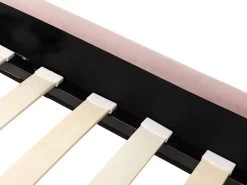 Lit 140 X 190 Cm Avec Tête De Lit Ondulée - Velours - Vieux Rose + Matelas - SAGALI -Magasin de lits lit 13621729