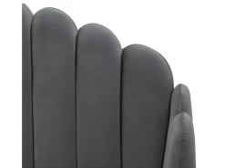 Lit 160 X 200 Cm Avec Tête De Lit Ondulée - Velours - Gris + Matelas - SAGALI -Magasin de lits lit 13621777