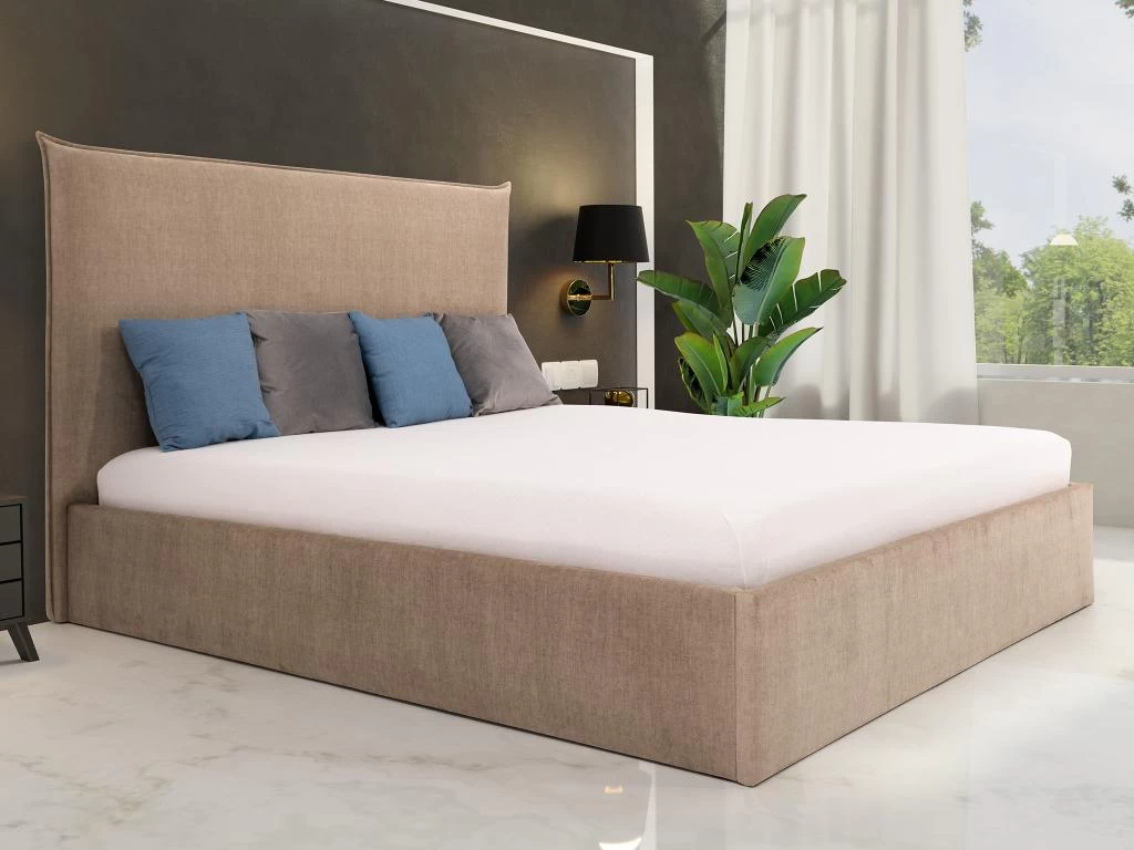 Lit Coffre 160 X 200 Cm - Velours - Beige + Matelas - SORYO 2 Lit Coffre 160 X 200 Cm - Velours - Beige + Matelas - SORYO – Image 2