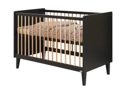 Lit Bébé 60x120 Xem Noir Et Bois