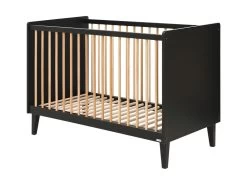 Lit Bébé 60x120 Xem Noir Et Bois -Magasin de lits lit 13901851
