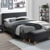 Lit 140 X 190 Cm Avec Tête De Lit Avec Coutures - Velours - Gris + Matelas - DANIELE