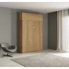 Armoire Lit Escamotable Vertical 160 Kentaro Avec èlèment Haut Chêne Nature