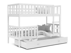 Lit Superposé Enfant NEMO 90X190 Cm - 2 Sommiers Et Tiroir Inclus Blanc