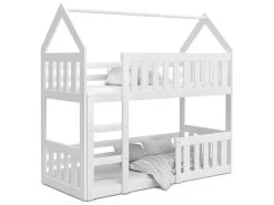 Lit Superposé Enfant 90 X 190 Cm Avec 2 Sommiers - Lit Cabane. Blanc