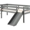 Lit Mi-hauteur 90x200 Toboggan Sommier Inclus Pino Gris
