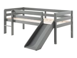 Lit Mi-hauteur 90x200 Toboggan Sommier Inclus Pino Gris