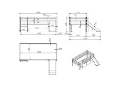 Lit Mi-hauteur 90x200 Toboggan Sommier Inclus Pino Gris -Magasin de lits lit 13990999