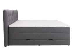 Ensemble Boxspring Tête De Lit + Sommiers Coffre + Matelas + Surmatelas - 160 X 200 Cm - Tissu Anthracite - PERAMA De PALACIO -Magasin de lits lit 14016071