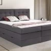 Ensemble Boxspring Tête De Lit + Sommiers Coffre + Matelas + Surmatelas - 160 X 200 Cm - Tissu Anthracite - PERAMA De PALACIO