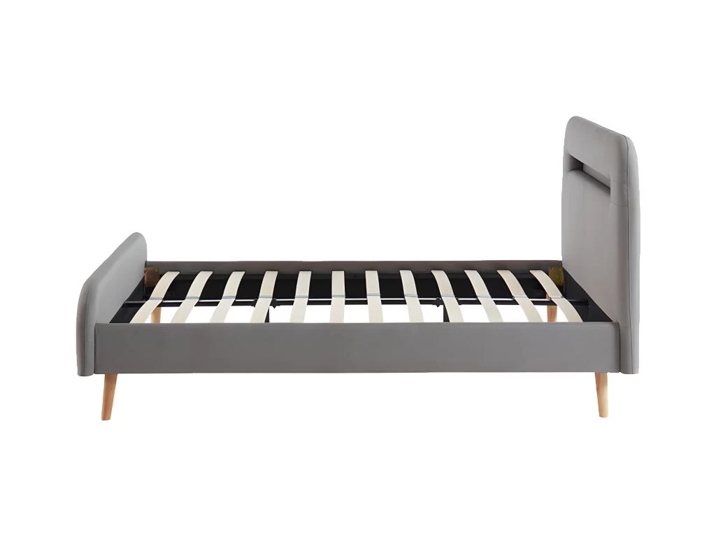 Lit 140 X 190 Cm - Avec LEDs - Tissu - Gris + Matelas - AMBROISE II 8 Lit 140 X 190 Cm - Avec LEDs - Tissu - Gris + Matelas - AMBROISE II – Image 8