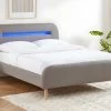 Lit 140 X 190 Cm - Avec LEDs - Tissu - Gris + Matelas - AMBROISE II