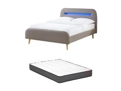 Lit 140 X 190 Cm - Avec LEDs - Tissu - Gris + Matelas - AMBROISE II 21 Lit 140 X 190 Cm - Avec LEDs - Tissu - Gris + Matelas - AMBROISE II -Magasin de lits lit 14178285