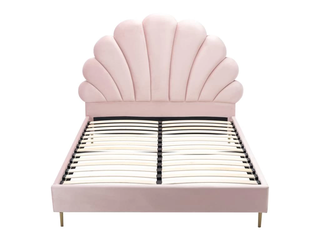 Lit Coquillage 160 X 200 Cm - Velours - Rose + Matelas - LIVAYA 4 Lit Coquillage 160 X 200 Cm - Velours - Rose + Matelas - LIVAYA – Image 4
