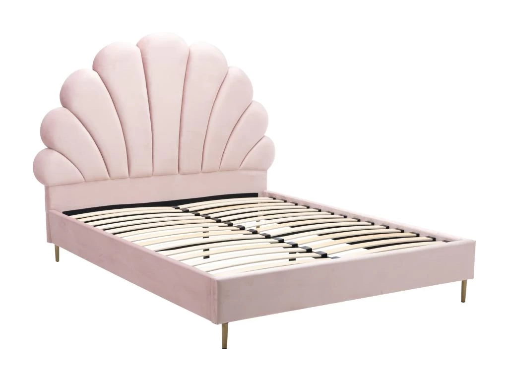 Lit Coquillage 160 X 200 Cm - Velours - Rose + Matelas - LIVAYA 3 Lit Coquillage 160 X 200 Cm - Velours - Rose + Matelas - LIVAYA – Image 3
