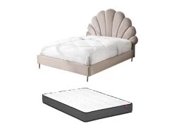 Lit Coquillage 160 X 200 Cm - Velours - Beige + Matelas - LIVAYA 15 Lit Coquillage 160 X 200 Cm - Velours - Beige + Matelas - LIVAYA -Magasin de lits lit 14179657