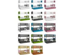 Lit Superposé Tomy 90x190 Gris - Blanc Livré Avec Sommiers, Tiroir Et Matelas En Mousse De 7cm -Magasin de lits lit 14278603