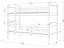 Lit Superposé Mati 90x190 Pin - Rose Livré Avec Sommiers -Magasin de lits lit 14278687