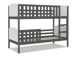 Lit Superposé Tom 90x190 Gris - Blanc Livré Avec Sommiers