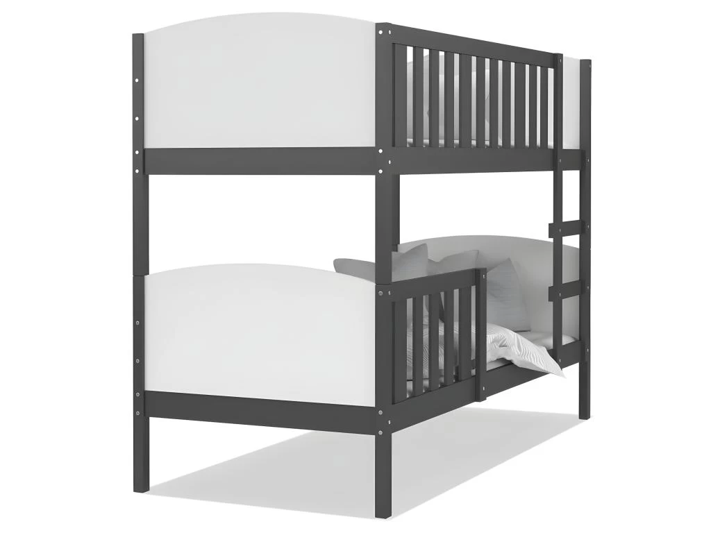 Lit Superposé Tom 90x190 Gris - Blanc Livré Avec Sommiers 3 Lit Superposé Tom 90x190 Gris - Blanc Livré Avec Sommiers – Image 3