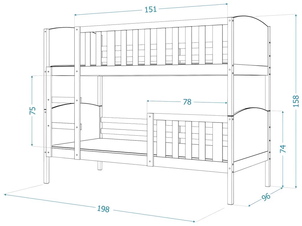 Lit Superposé Tom 90x190 Gris - Blanc Livré Avec Sommiers 4 Lit Superposé Tom 90x190 Gris - Blanc Livré Avec Sommiers – Image 4