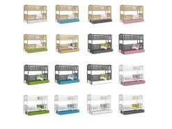 Lit Superposé Teo 90x190 Gris - Rose Livré Avec Sommiers, Tiroir Et Matelas En Mousse De 7cm -Magasin de lits lit 14331769